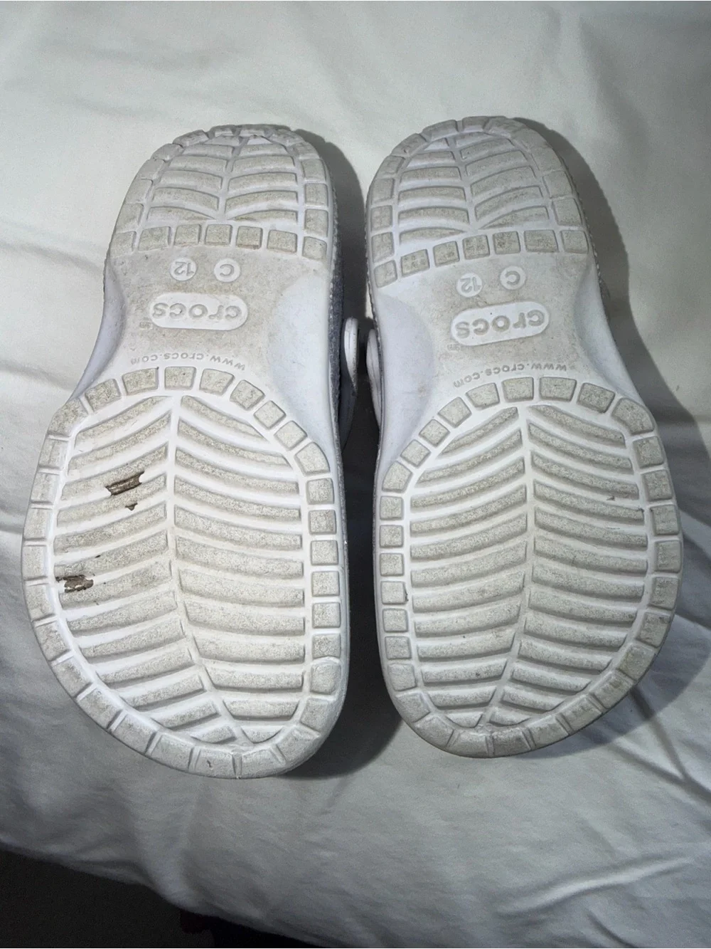 CROCS Kids Glitter Clog Sandals - White/Silver Glitter